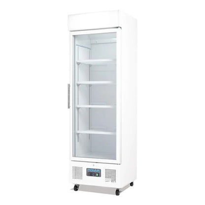 Polar G-Series Upright Display Fridge White 350Ltr DM076-A