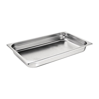 6 x Vogue Stainless Steel Perforated 1/1 Gastronorm Tray