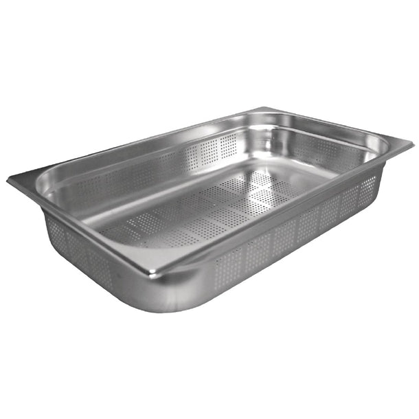 6 x Vogue Stainless Steel Perforated 1/1 Gastronorm Tray
