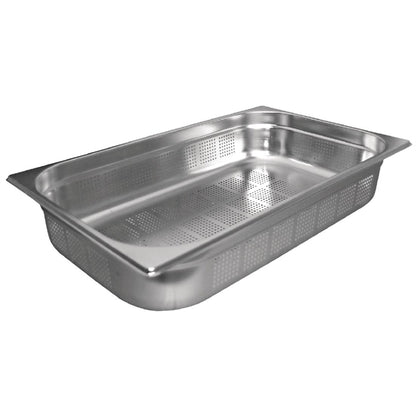 6 x Vogue Stainless Steel Perforated 1/1 Gastronorm Tray