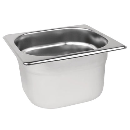 6 x Vogue Stainless Steel 1/6 Gastronorm Tray