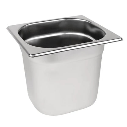 6 x Vogue Stainless Steel 1/6 Gastronorm Tray